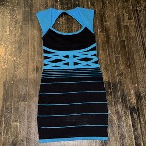 Bodycon black and teal dress